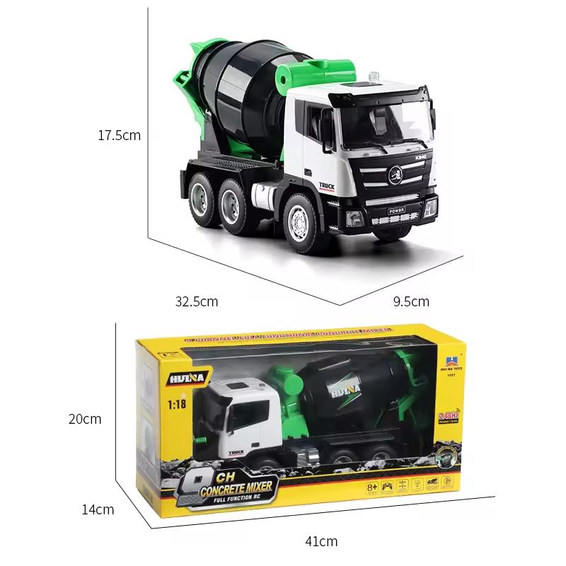 HUINA 1557 1/18 9CH RC Model Çimento Mikseri Kamyon Uzaktan Kumandalı İş Makinası - 2.4G Full Fonksiyon Sesli ve Işıklı