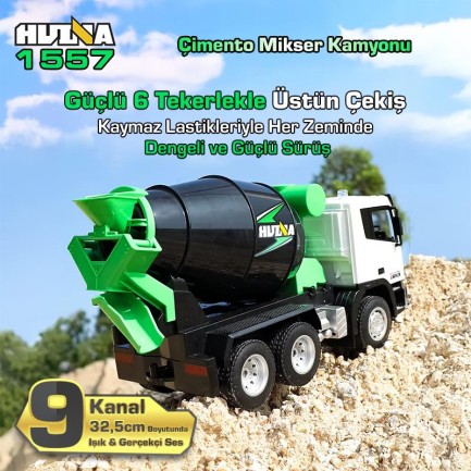 HUINA 1557 1/18 9CH RC Model Çimento Mikseri Kamyon Uzaktan Kumandalı İş Makinası - 2.4G Full Fonksiyon Sesli ve Işıklı - Thumbnail