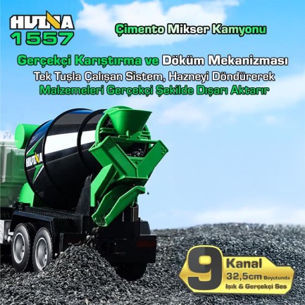 HUINA 1557 1/18 9CH RC Model Çimento Mikseri Kamyon Uzaktan Kumandalı İş Makinası - 2.4G Full Fonksiyon Sesli ve Işıklı - Thumbnail