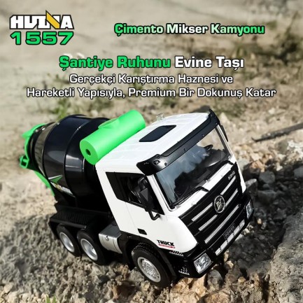 HUINA 1557 1/18 9CH RC Model Çimento Mikseri Kamyon Uzaktan Kumandalı İş Makinası - 2.4G Full Fonksiyon Sesli ve Işıklı - Thumbnail