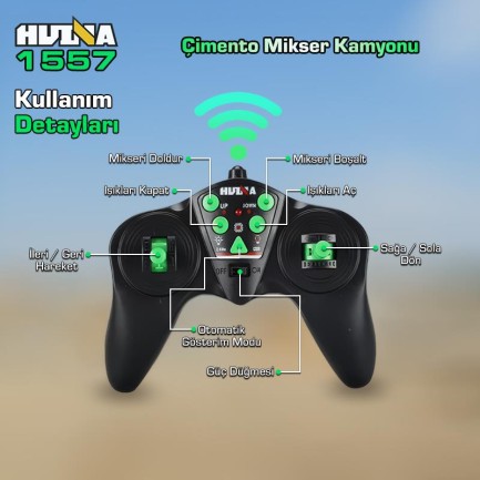HUINA 1557 1/18 9CH RC Model Çimento Mikseri Kamyon Uzaktan Kumandalı İş Makinası - 2.4G Full Fonksiyon Sesli ve Işıklı - Thumbnail