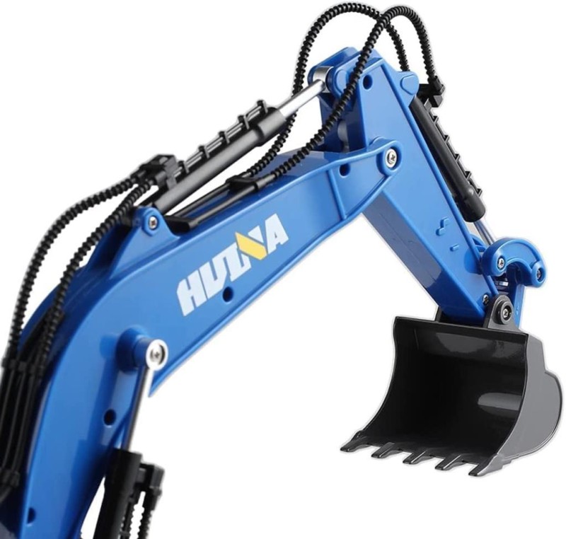 HUINA 1558 1/18 11CH RC Model Ekskavatör Kazıcı Uzaktan Kumandali Çok Fonksiyonlu İş Makinası Mavi - 2.4G Sesli & Işıklı