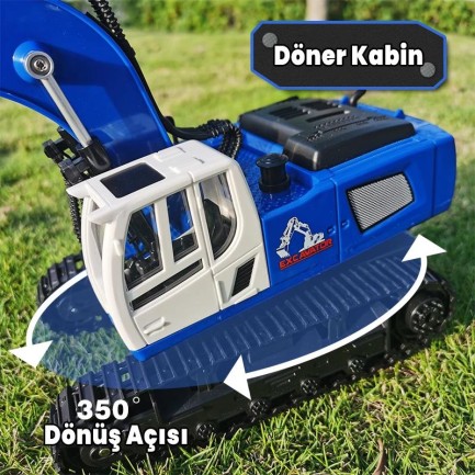 HUINA 1558 1/18 11CH RC Model Ekskavatör Kazıcı Uzaktan Kumandali Çok Fonksiyonlu İş Makinası Mavi - 2.4G Sesli & Işıklı - Thumbnail