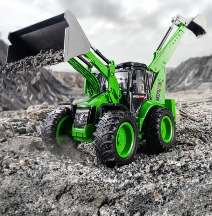 HUINA - HUINA 1579 1/14 9CH RC Kumandalı İş Makinesi RC Model Wheel Loader Dozer Kamyon Kepçe Kazıcı 2.4Ghz Sesli ve Işıklı