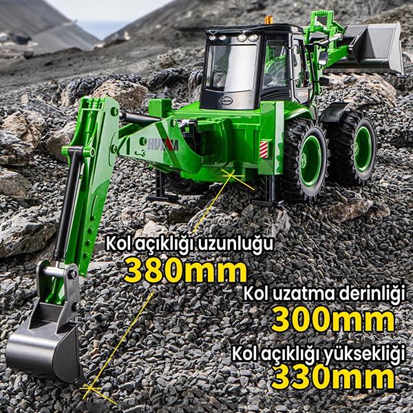 HUINA 1579 1/14 9CH RC Kumandalı İş Makinesi RC Model Wheel Loader Dozer Kamyon Kepçe Kazıcı 2.4Ghz Sesli ve Işıklı