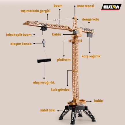 HUINA 1585 1/14 12CH Kule Vinç Tower Crane - Thumbnail