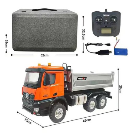 HUINA 1598 1/14 23CH FULL METAL RC RC Model Profesyonel Uzaktan Kumandalı Damperli Kamyon İş Makinası - 2.4G Full Fonksiyon Sesli ve Işıklı - Thumbnail