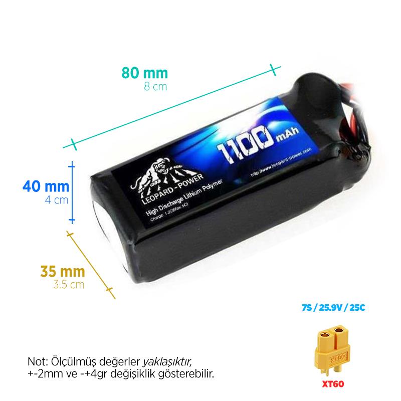 Leopard Power 1100 mAh 25.9V 7S 25C Lityum Polimer Lipo Batarya Pil T Plug Leopard Power 1100 mAh 25.9V 7S 25C Lityum Polimer Lipo Batarya Pil T Plug