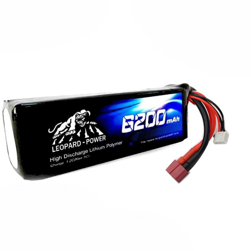 Leopard Power 6200 mAh 11.1V 3S 30C Şarjlı Li-Po Lityum Polimer Lipo Batarya Pil T Plug