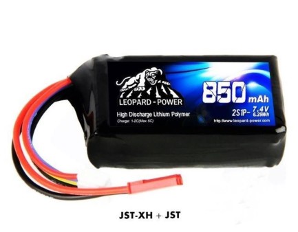 Leopard Power 850 mAh 7.4V 2S 30C Lityum Polimer Lipo Batarya Pil JST Plug - Thumbnail
