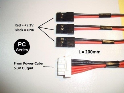 Mauch 062 Power Cube / 5.3V Output Cable / 1x C-M-6P + 3x JR 20CM - Thumbnail