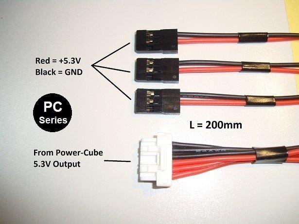 Mauch 062 Power Cube / 5.3V Output Cable / 1x C-M-6P + 3x JR 20CM