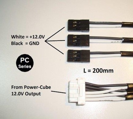 Mauch 063 Power Cube 12V Output Cable / 1x C-M-6P + 3x JR 20CM - Thumbnail