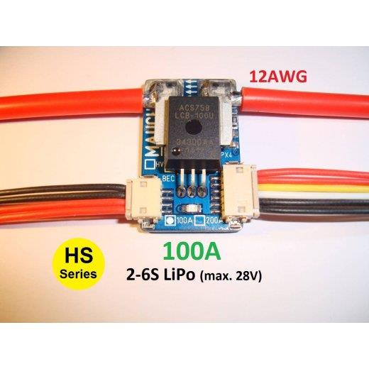 Mauch 073 HS-100-LV 100A 6S Current Sensor Board / 2x 10cm 12AWG