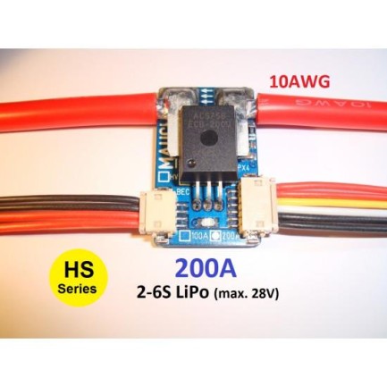 Mauch 075 HS-200-LV 200A 6S Current Sensor Board / 2x 10cm 10AWG - Thumbnail