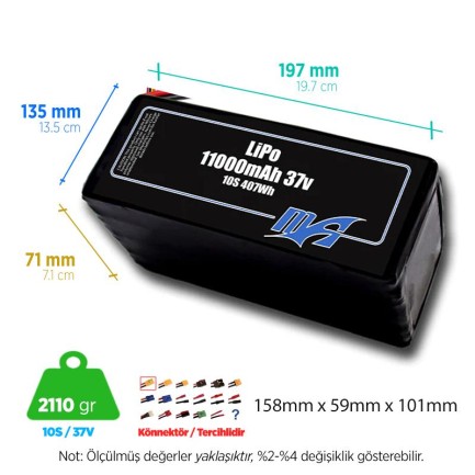 MaxAmps - MaxAmps 11000 mAh 10S 40C 37v Lityum Polimer LiPo Batarya Pil