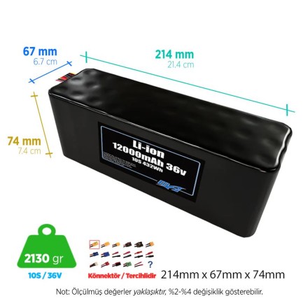 MaxAmps 12000 mAh 10S 3P 36v Lityum İon Li-İon Batarya Pil - Thumbnail