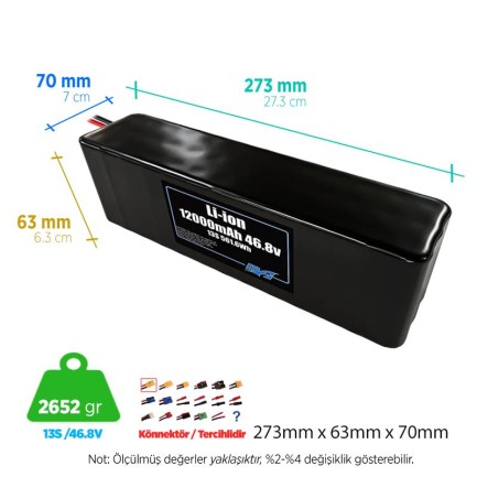 MaxAmps 12000 mAh 13S 3P 46.8v Lityum İon Li-İon Batarya Pil - Thumbnail