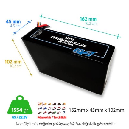 MaxAmps - MaxAmps 12000 mAh 6S 2P 45C 22.2v Lityum Polimer LiPo Batarya Pil