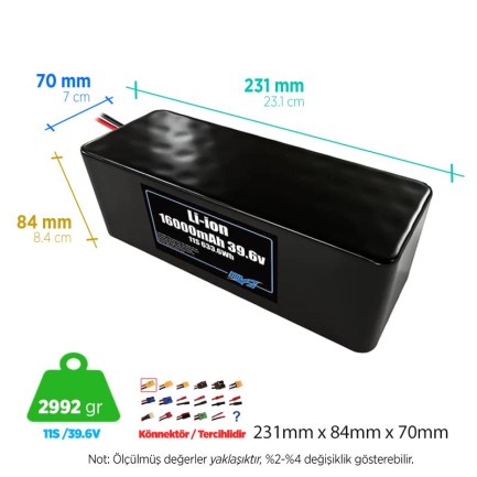 MaxAmps 16000 mAh 11S 4P 39.6v Lityum İon Li-İon Batarya Pil - Thumbnail