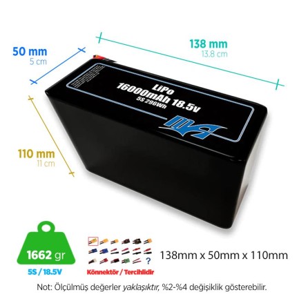 MaxAmps 16000 mAh 5S 2P 20C 18.5v Lityum Polimer LiPo Batarya Pil - Thumbnail
