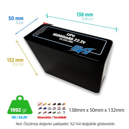 MaxAmps 16000 mAh 6S 2P 20C 22.2v Lityum Polimer LiPo Batarya Pil - Thumbnail