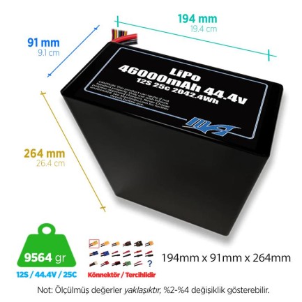 MaxAmps 46000 mAh 12S 2P 25C 44.4v Lityum Polimer LiPo Batarya Pil - Thumbnail