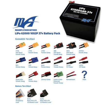 MaxAmps 62000mAh 10S 2P 25C 37v Lityum Polimer LiPo Batarya Pil - Thumbnail