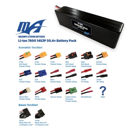 MaxAmps 7800 mAh 14S 3P 50.4v Lityum İon Li-İon Batarya Pil - Thumbnail