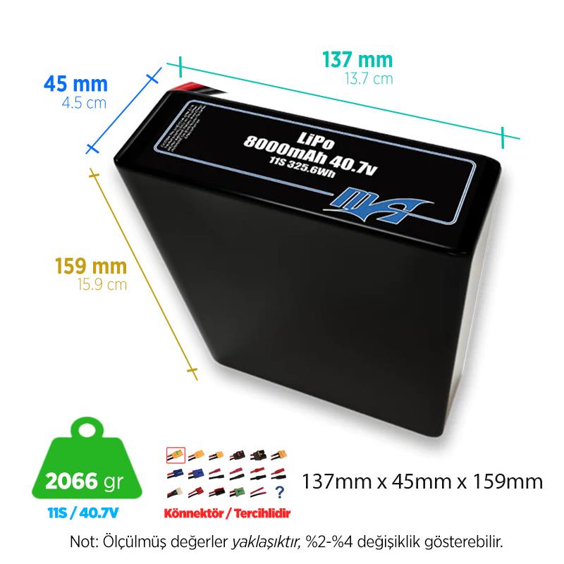 MaxAmps 8000 mAh 11S 2P 150C 40.7v Lityum Polimer LiPo Batarya Pil