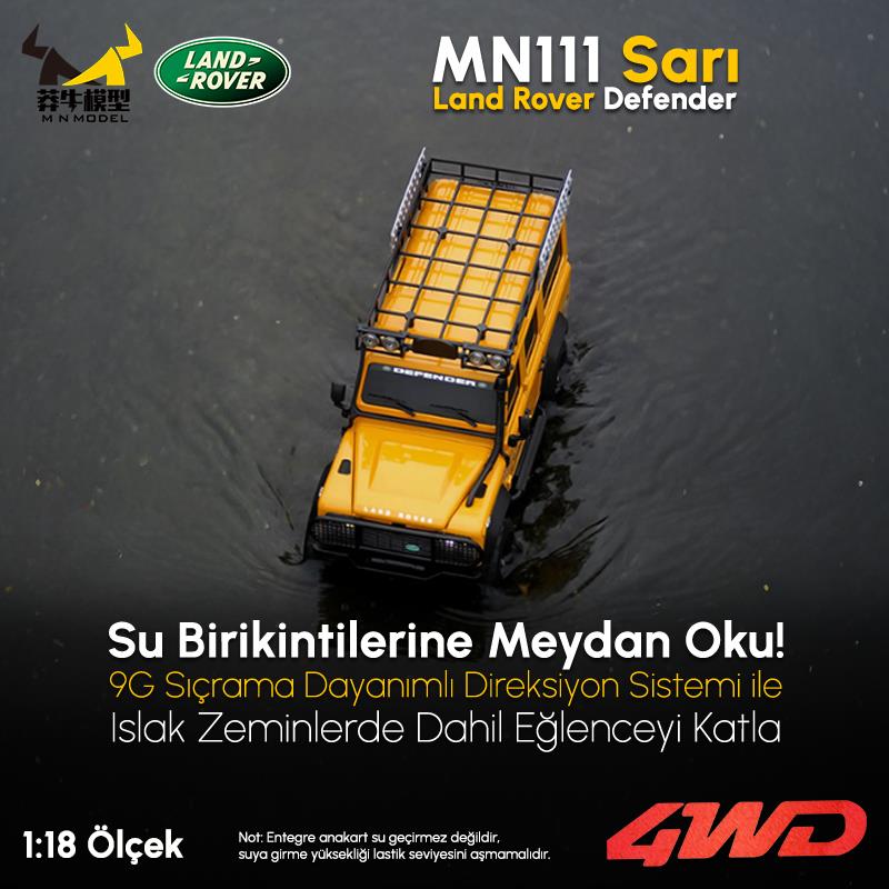 MN Model MN111 1/18 Land Rover Defender 110 4WD RC Crawler Uzaktan Kumandalı Araba Sarı