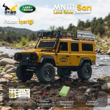 MN Model MN111 1/18 Land Rover Defender 110 4WD RC Crawler Uzaktan Kumandalı Araba Sarı - Thumbnail