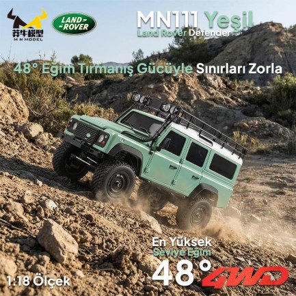 MN Model MN111 1/18 Land Rover Defender 110 4WD RC Crawler Uzaktan Kumandalı Araba Yeşil - Thumbnail