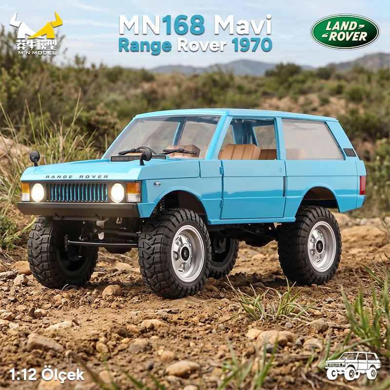 MN Model MN168 1/12 Range Rover Classic 1970 4WD Crawler Offroad Uzaktan Kumandalı Araba Arazi Aracı RC Model Car Truck RTR Açık Mavi MN-168 +Dahili Işık Seti