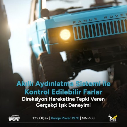 MN Model MN168 1/12 Range Rover Classic 1970 4WD Crawler Offroad Uzaktan Kumandalı Araba Arazi Aracı RC Model Car Truck RTR Açık Mavi MN-168 +Dahili Işık Seti - Thumbnail