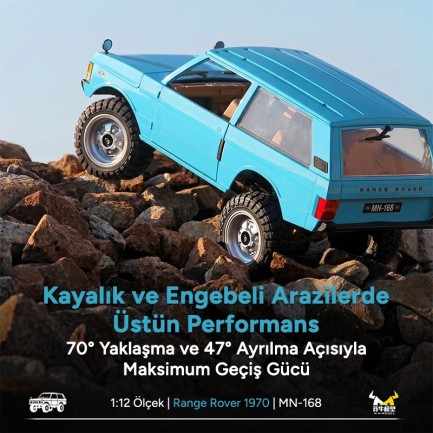 MN Model MN168 1/12 Range Rover Classic 1970 4WD Crawler Offroad Uzaktan Kumandalı Araba Arazi Aracı RC Model Car Truck RTR Açık Mavi MN-168 +Dahili Işık Seti - Thumbnail