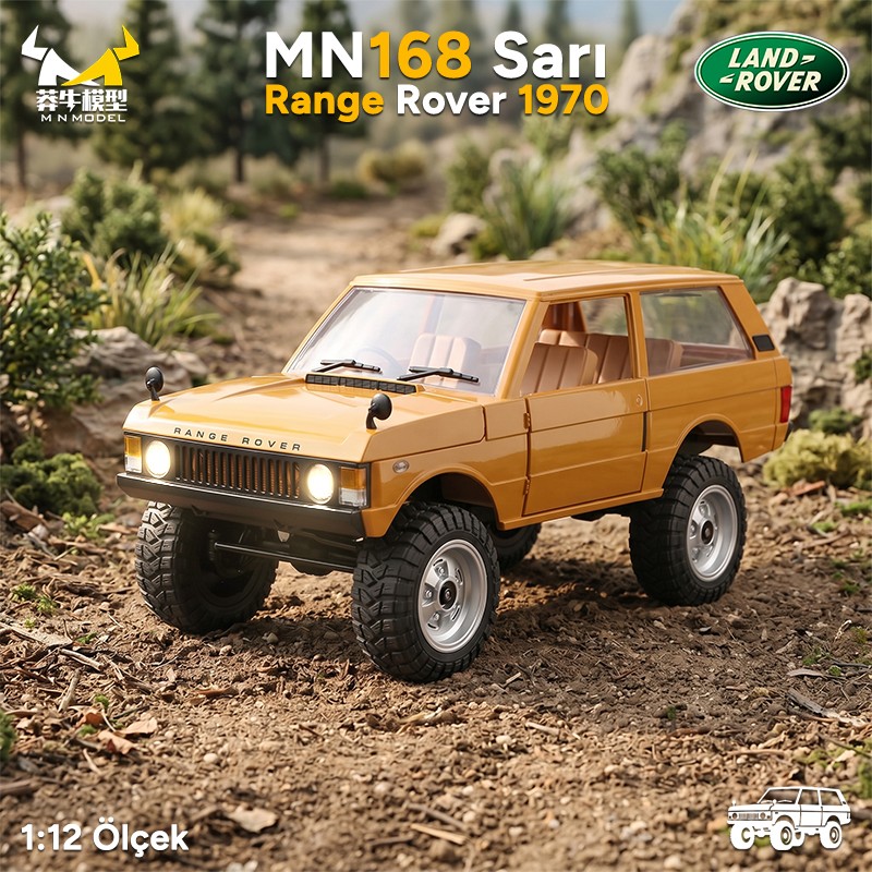 MN Model MN168 1/12 Range Rover Classic 1970 4WD Crawler Offroad Uzaktan Kumandalı Araba Arazi Aracı RC Model Car Truck RTR Sarı MN-168 +Dahili Işık Seti