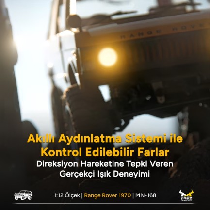 MN Model MN168 1/12 Range Rover Classic 1970 4WD Crawler Offroad Uzaktan Kumandalı Araba Arazi Aracı RC Model Car Truck RTR Sarı MN-168 +Dahili Işık Seti - Thumbnail
