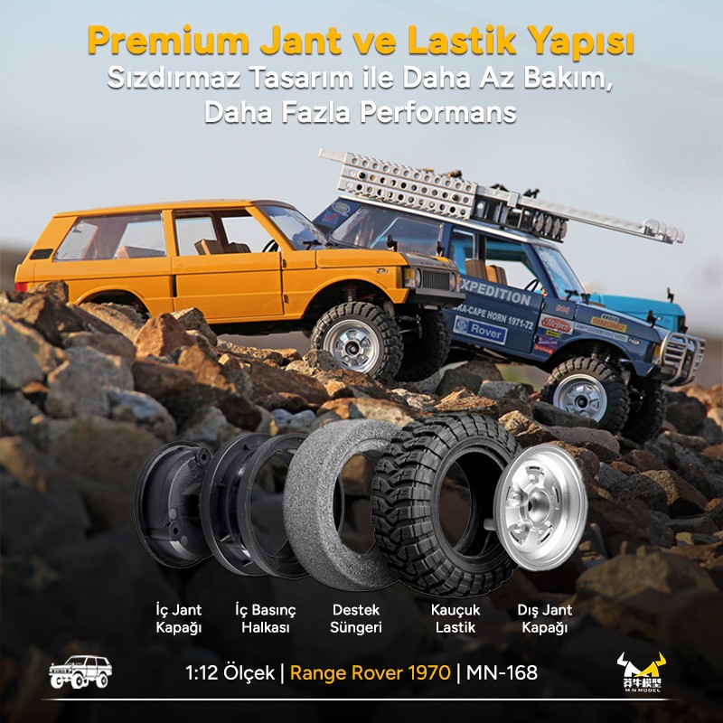 MN Model MN168 1/12 Range Rover Classic 1970 4WD Crawler Offroad Uzaktan Kumandalı Araba Arazi Aracı RC Model Car Truck RTR Sarı MN-168 +Dahili Işık Seti