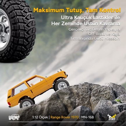 MN Model MN168 1/12 Range Rover Classic 1970 4WD Crawler Offroad Uzaktan Kumandalı Araba Arazi Aracı RC Model Car Truck RTR Sarı MN-168 +Dahili Işık Seti - Thumbnail