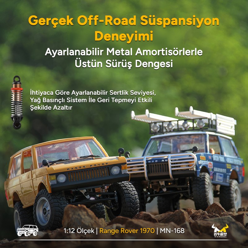 MN Model MN168 1/12 Range Rover Classic 1970 4WD Crawler Offroad Uzaktan Kumandalı Araba Arazi Aracı RC Model Car Truck RTR Sarı MN-168 +Dahili Işık Seti