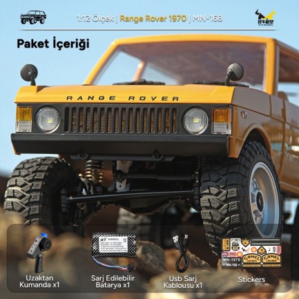 MN Model MN168 1/12 Range Rover Classic 1970 4WD Crawler Offroad Uzaktan Kumandalı Araba Arazi Aracı RC Model Car Truck RTR Sarı MN-168 +Dahili Işık Seti - Thumbnail