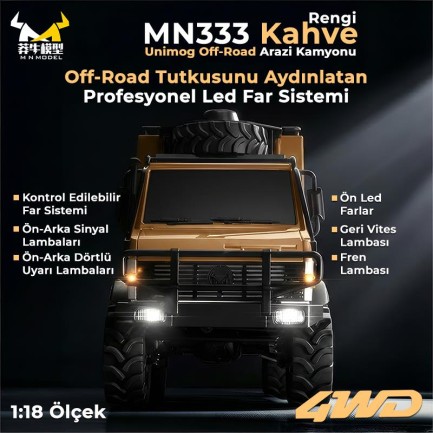 MN Model MN333 Offroad RC Crawler Uzaktan Kumandalı Araba Kahverengi - Thumbnail