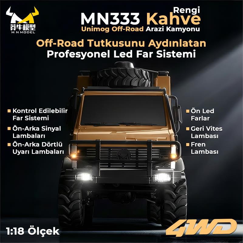 MN Model MN333 Offroad RC Crawler Uzaktan Kumandalı Araba Kahverengi