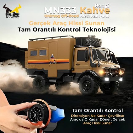 MN Model MN333 Offroad RC Crawler Uzaktan Kumandalı Araba Kahverengi - Thumbnail