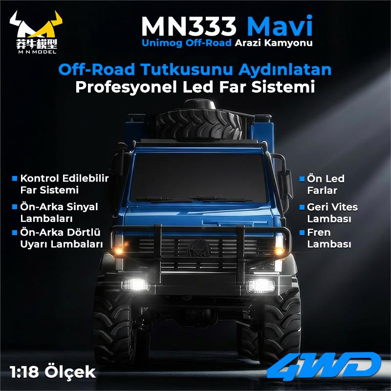 MN Model MN333 Offroad RC Crawler Uzaktan Kumandalı Araba Mavi