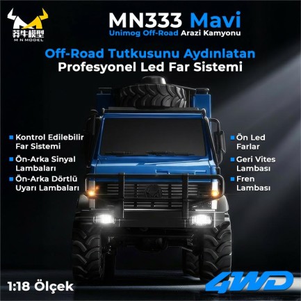 MN Model MN333 Offroad RC Crawler Uzaktan Kumandalı Araba Mavi - Thumbnail