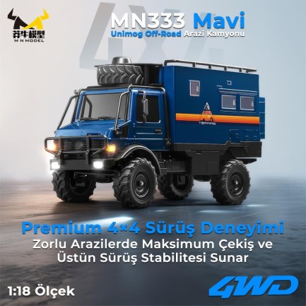 MN Model MN333 Offroad RC Crawler Uzaktan Kumandalı Araba Mavi - Thumbnail