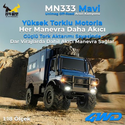 MN Model MN333 Offroad RC Crawler Uzaktan Kumandalı Araba Mavi - Thumbnail