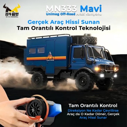 MN Model MN333 Offroad RC Crawler Uzaktan Kumandalı Araba Mavi - Thumbnail